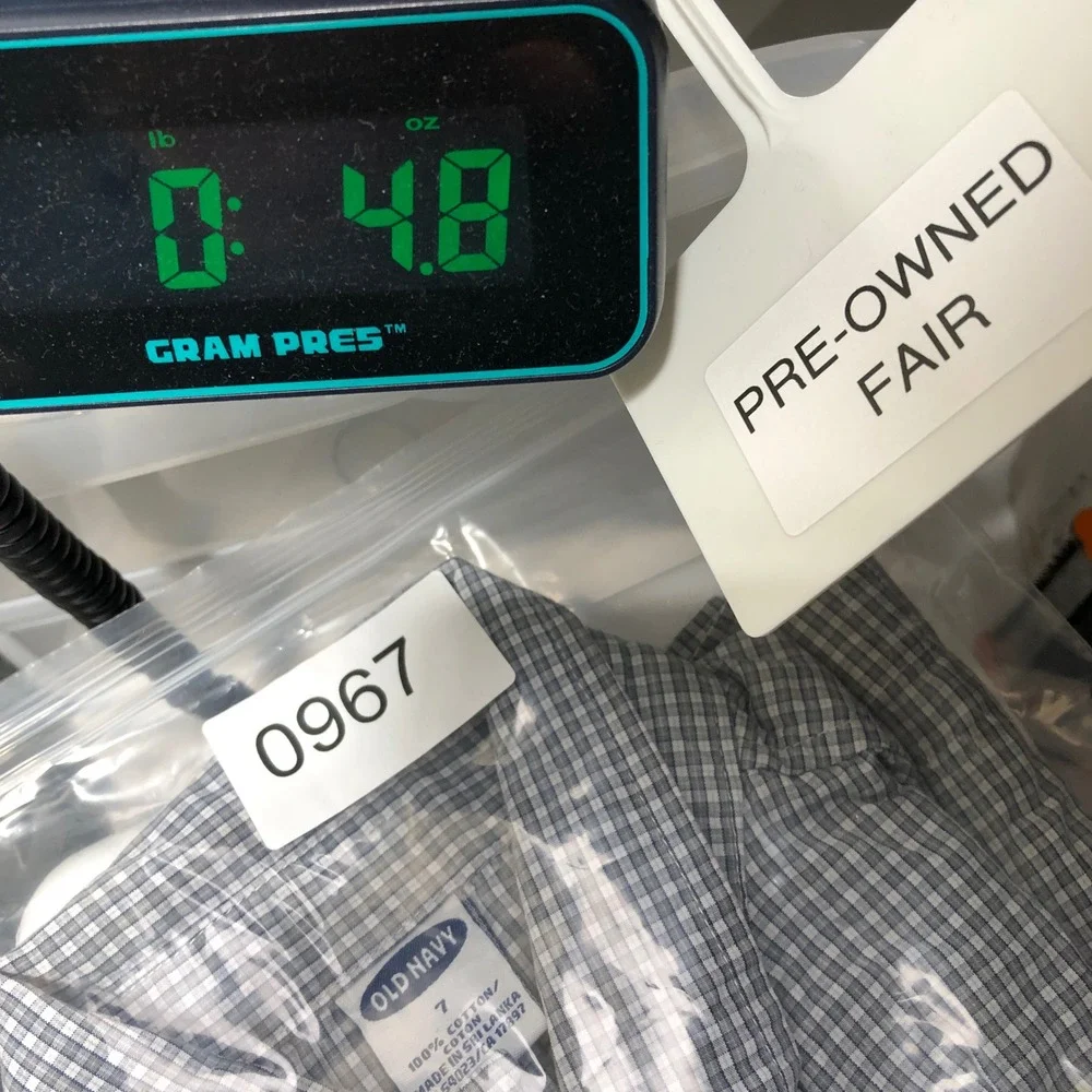 Old Navy Button Down Shirt Kids Size 7 Blue Gingham Short Sleeve Cotton 305456